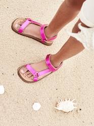 Shoes-Girls Footwear-Sandals-Hook-and-Loop Leather Sandals for Girls