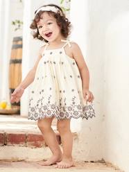 Baby-Embroidered Dress, Bloomers & Matching Headband Outfit for Babies