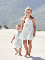 Girls-Dress with Straps & Shimmery Stripes for Girls