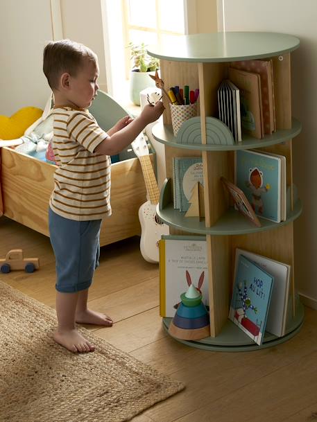 Rotating Bookshelf, Rainbow sage green 