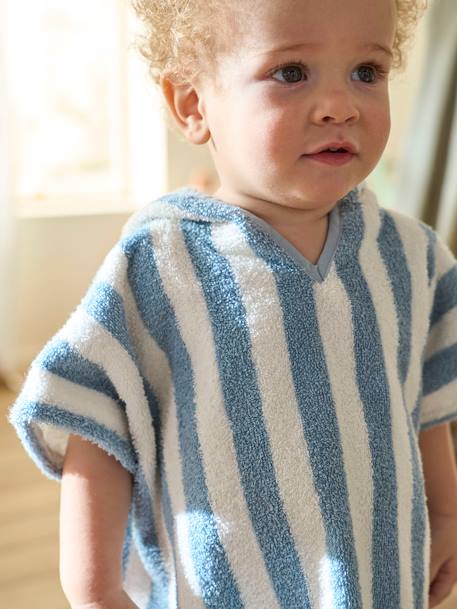 Striped Bathing Poncho for Babies Blue+GREEN MEDIUM METALLIZED+striped yellow 