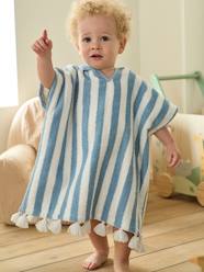 Baby-Bath Capes & Bathrobes-Striped Bathing Poncho for Babies