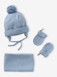 Baby-Accessories-Beanie + Snood + Mittens Set for Baby Boys, Basics