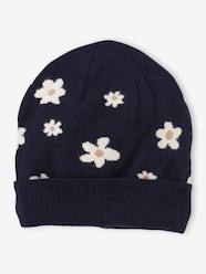 Girls-Accessories-Beanie with Jacquard Knit Daisy Motifs for Girls