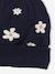 Beanie with Jacquard Knit Daisy Motifs for Girls navy blue 
