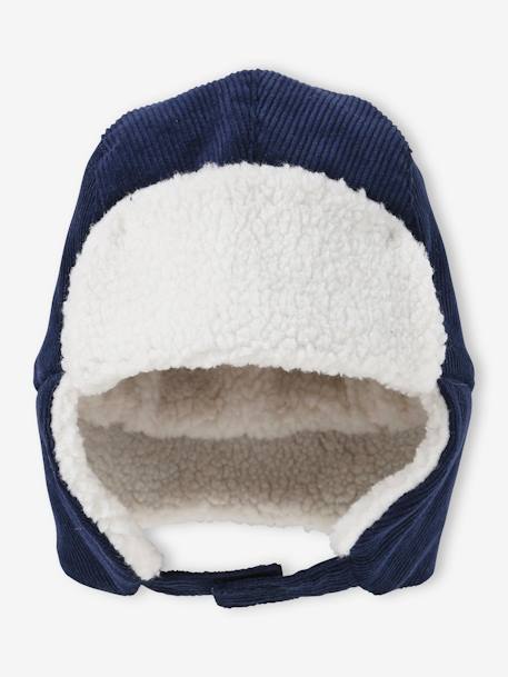 Velour Chapka Hat with Sherpa Lining for Baby Boys navy blue 
