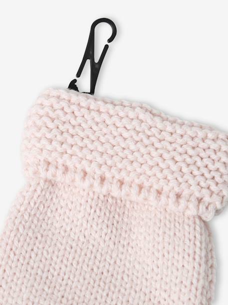 Beanie + Snood + Mittens Set for Baby Girls pale pink 