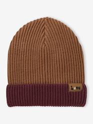 -Two-Tone Beanie in Rib Knit for Girls