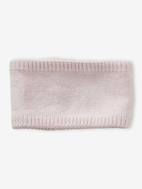 Beanie + Snood + Mittens Set for Baby Girls pale pink 