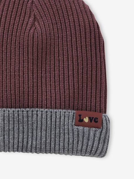 Two-Tone Beanie in Rib Knit for Girls cinnamon+rose 