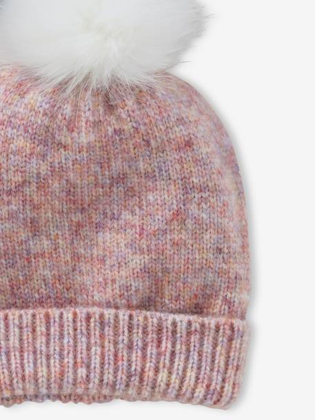 Pop Vintage Beanie in Mixed Knit for Girls rose 