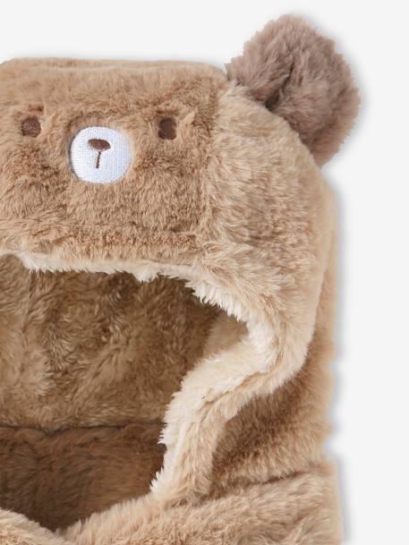 Bear Beanie-Scarf for Babies beige 