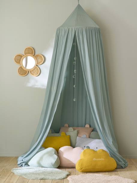 Pompons Canopy grey blue+Mustard+Pink 