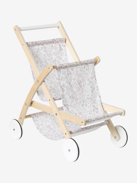 Double Pushchair for Dolls in FSC® Wood white 