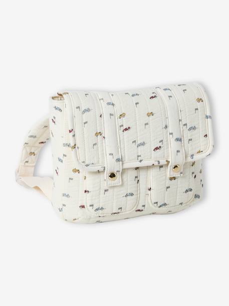 Padded Cotton Gauze Backpack for Boys, Cars, Nursery Special ecru 
