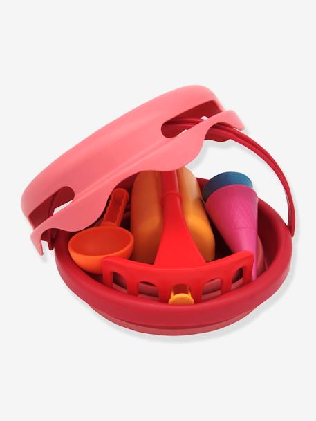 Set of 7 Beach Toys by COMPACTOYS blue+red+yellow 