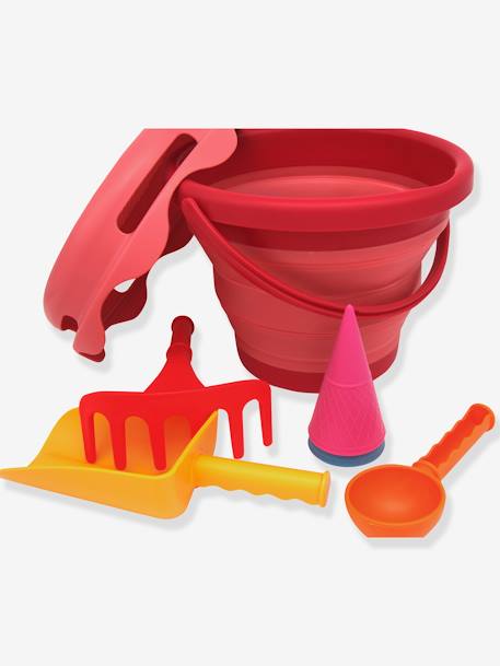 Set of 7 Beach Toys by COMPACTOYS blue+red+yellow 