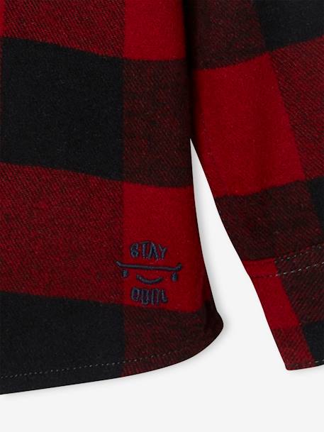 Flannel Shirt with Large Checks, for Boys olive+red 