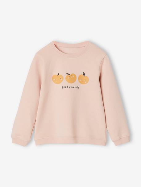 Sweatshirt with Message & Iridescent Details for Girls Red+rosy 