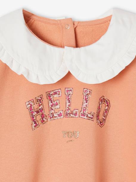 Romantic Sweatshirt with Peter Pan Collar for Girls apricot+navy blue 