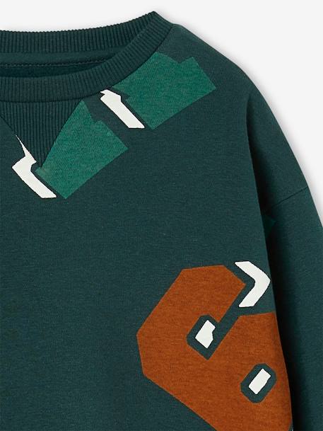 Sweatshirt with Round Neckline & Maxi Motifs for Boys fir green 