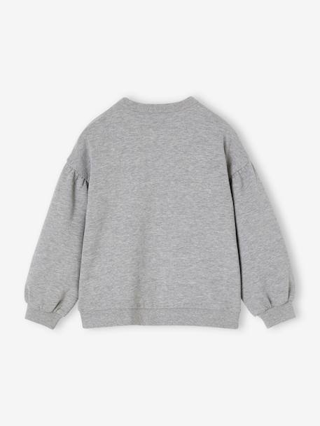 Sports Sweatshirt 'Happiness', in Bouclé Knit & Iridescent Details, for Girls marl grey 