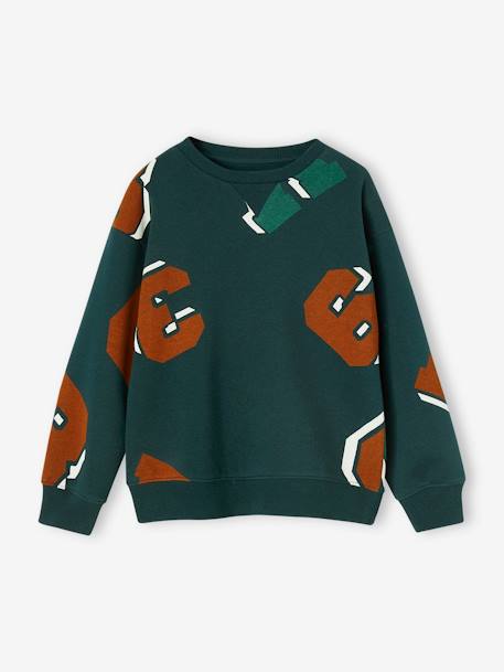 Sweatshirt with Round Neckline & Maxi Motifs for Boys fir green 