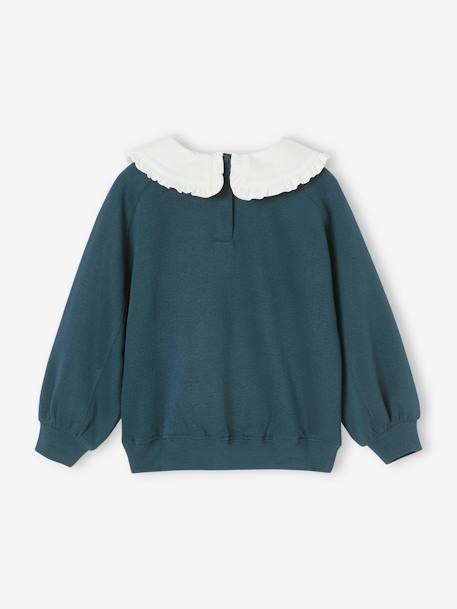 Romantic Sweatshirt with Peter Pan Collar for Girls apricot+navy blue 