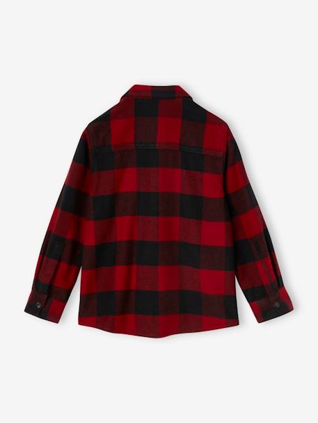 Flannel Shirt with Large Checks, for Boys olive+red 