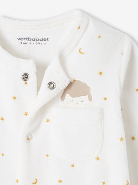 Sheep Sleepsuit in Velour for Newborn Babies ecru 