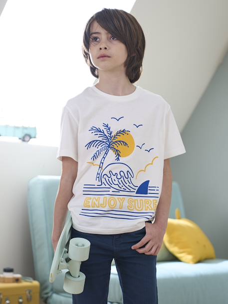 T-Shirt with Landscape & Details in Puff Ink, for Boys denim blue+ecru 
