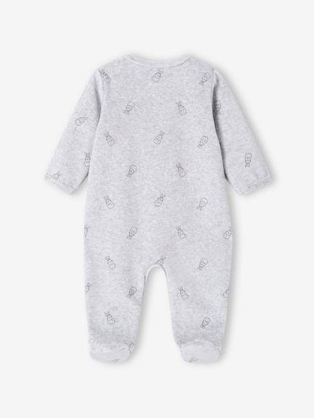 Bunnies Sleepsuit in Velour for Newborn Babies marl grey 