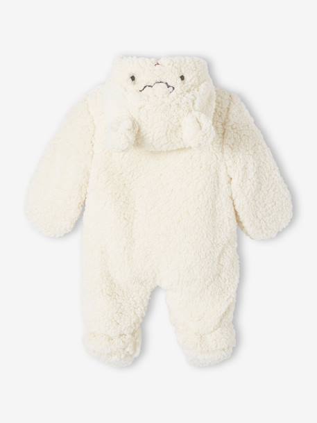 Faux Fluffy Fur 'Sheep' Pramsuit for Babies ecru 