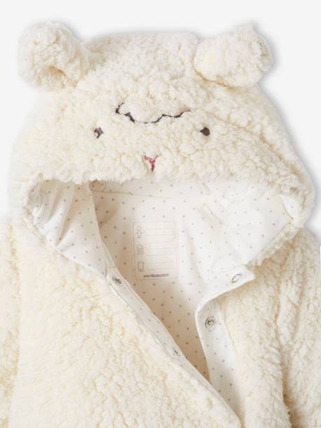 Faux Fluffy Fur 'Sheep' Pramsuit for Babies ecru 