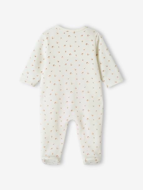 Fleece Sleepsuit for Newborn Babies, Front Flap Opening with Press Studs ecru+rosy 