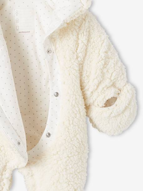 Faux Fluffy Fur 'Sheep' Pramsuit for Babies ecru 