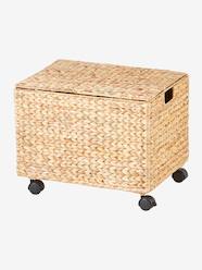 Bedroom Furniture & Storage-Storage-Trunk on Wheels, in Water Hyacinth