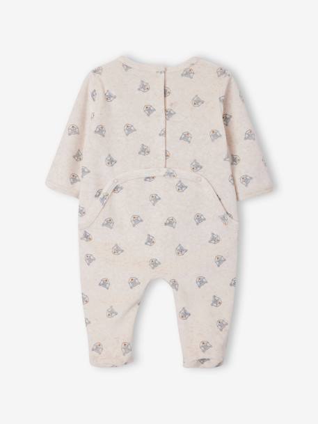 Foxes Sleepsuit in Velour for Babies. navy blue 
