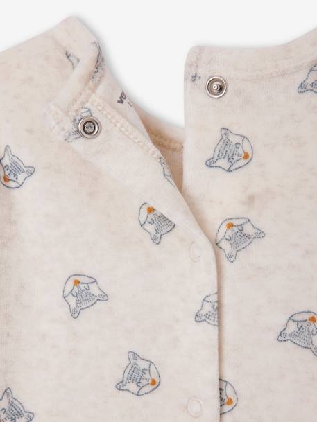 Foxes Sleepsuit in Velour for Babies. navy blue 