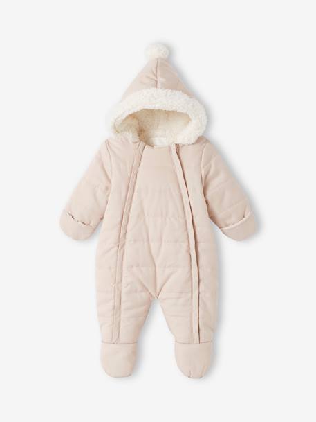 Pramsuit with Full-Length Double Opening, for Babies golden beige 