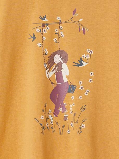 Long Sleeve Top with Muse Motif for Girls mustard 