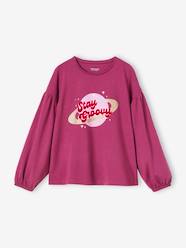 Girls-Tops-T-Shirts-Top with Glittery Details & Message in Velour, for Girls