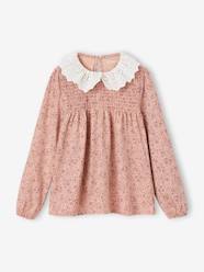 Blouse-like Top with Broderie Anglaise on the Collar, for Girls