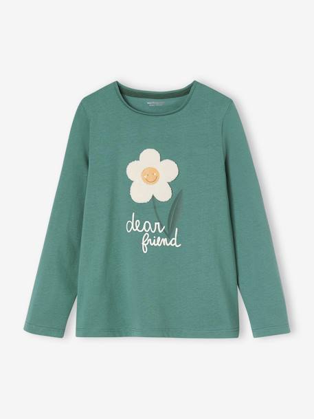 Top with Bunny & Fancy Bow, for Girls emerald green+GREY DARK SOLID WITH DESIGN 