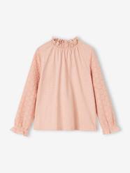 Girls-Long Sleeve Top in Broderie Anglaise for Girls