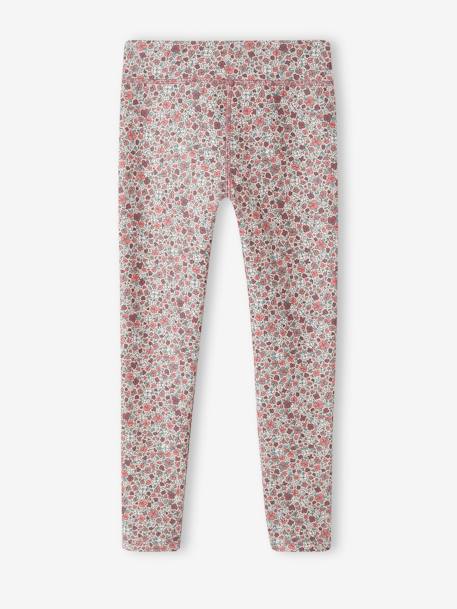Sports Leggings in Floral Techno Fabric for Girls printed pink 