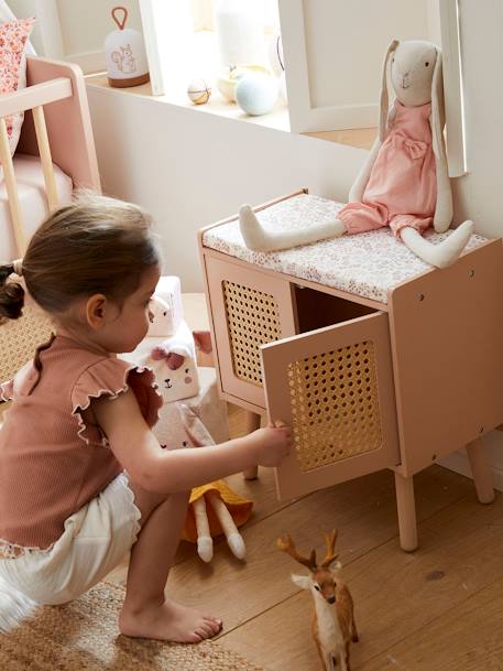 Changing Table in Straw & FSC® Wood, Poetry PINK LIGHT SOLID 
