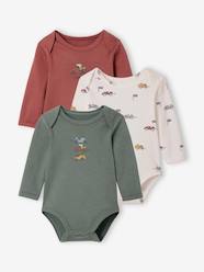 Pack of 3 Long Sleeve "Race Car" Bodysuits with Cutaway Shoulders for Babies