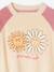 Terry Cloth Raglan Sweatshirt, Pop Flower Motifs for Girls ecru 