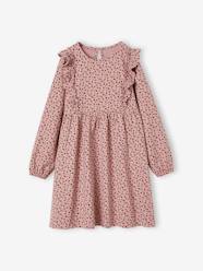Floral Print Dress with Ruffled Sleeves for Girls
